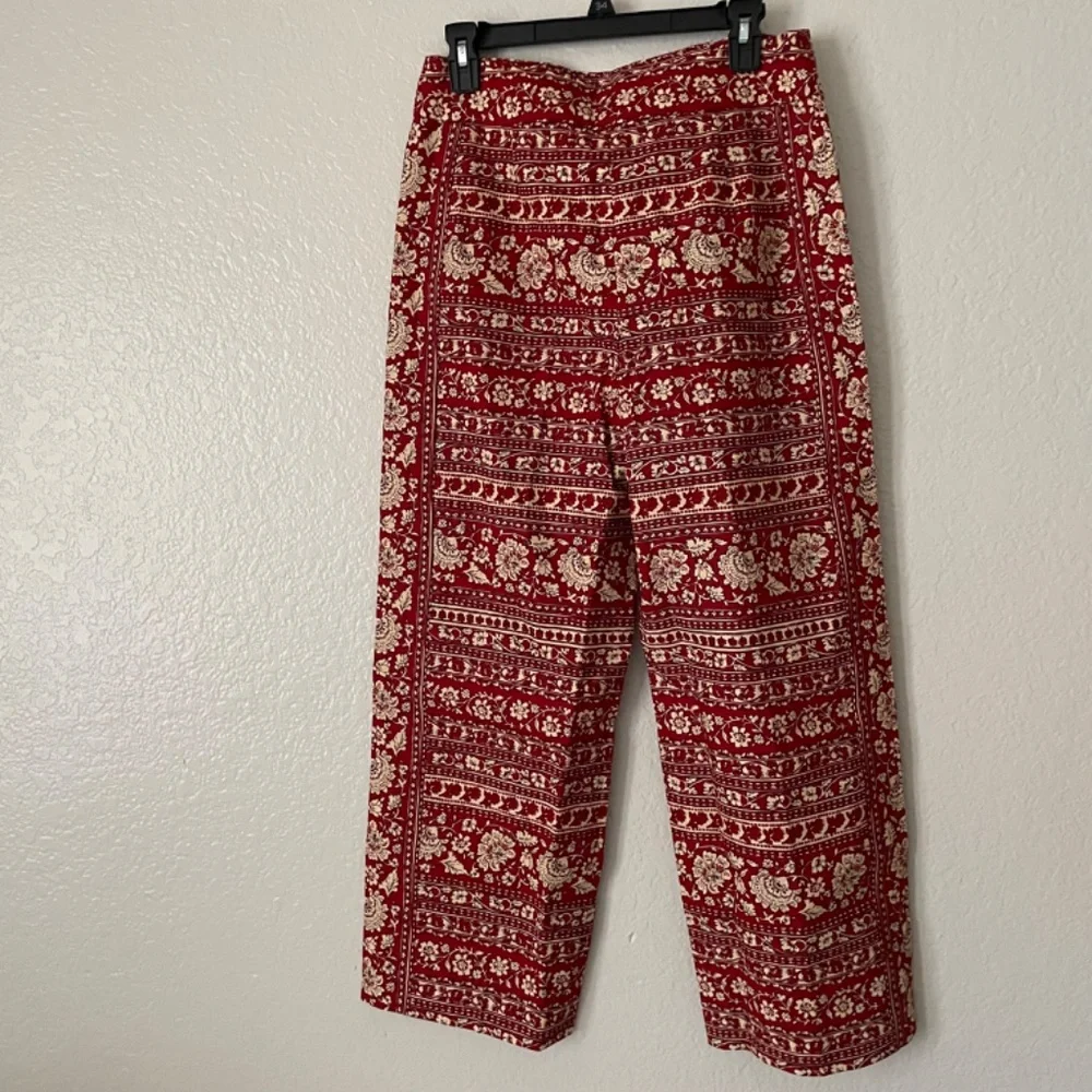 Sezane Red and Cream Cropped Pants - Picture 2 of 3